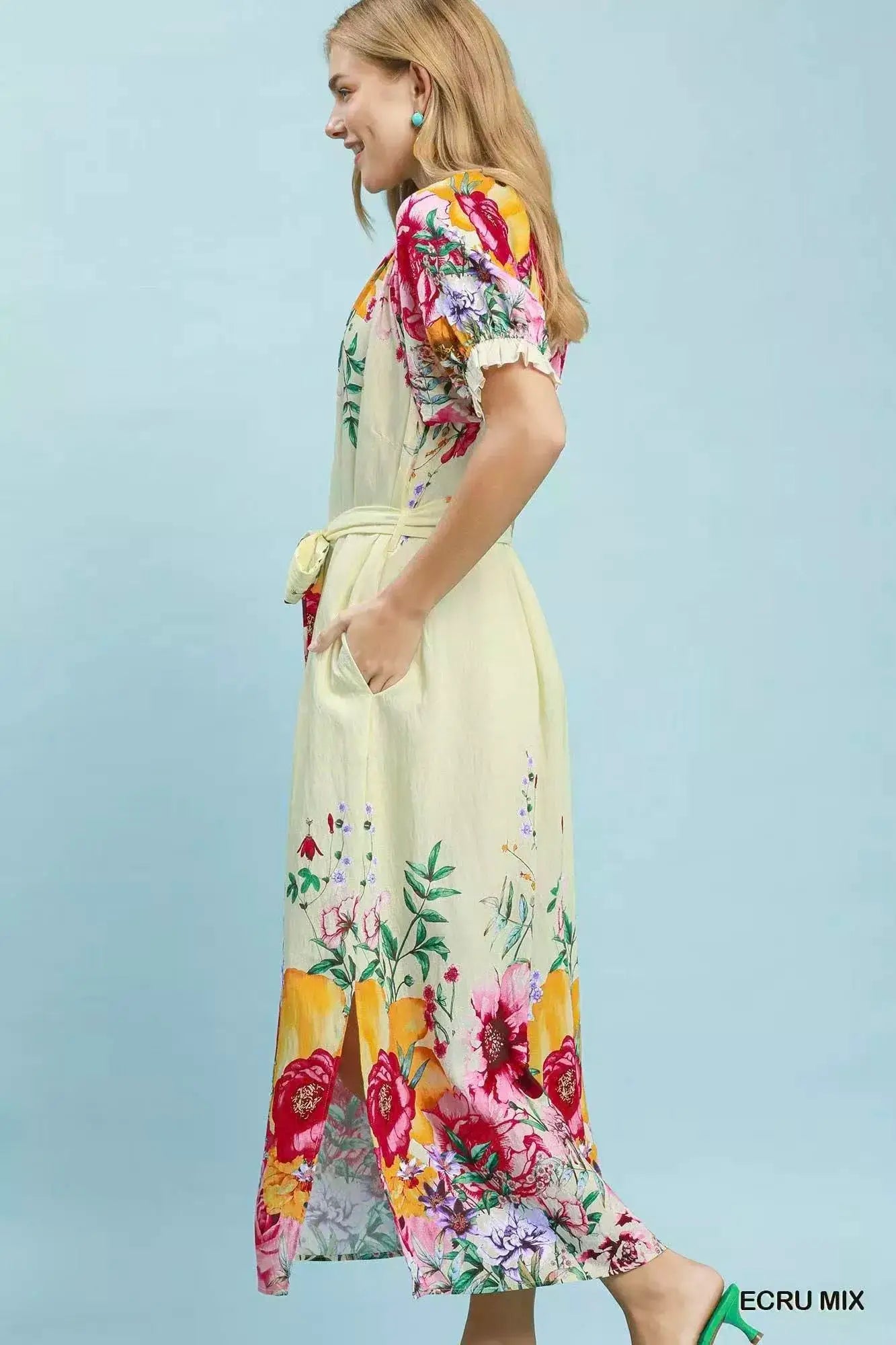 Umgee Mix Floral Border Print Midi Dress - Fritsch & Co.