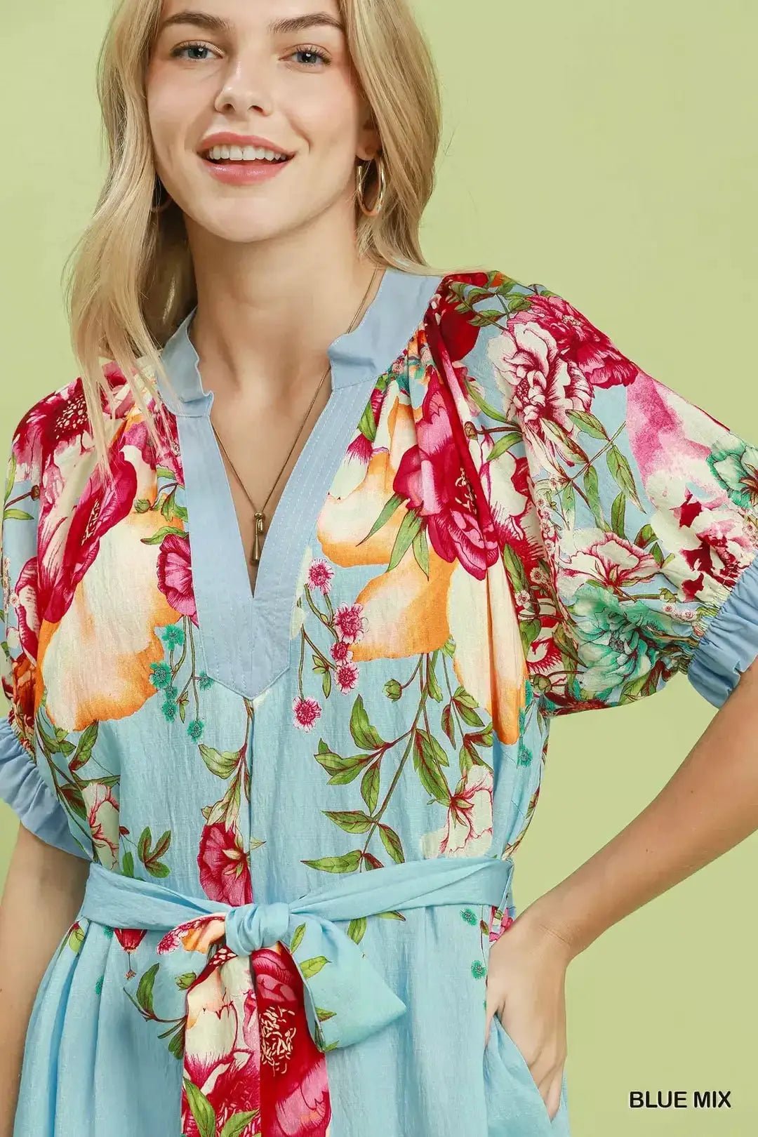Umgee Mix Floral Border Print Midi Dress - Fritsch & Co.