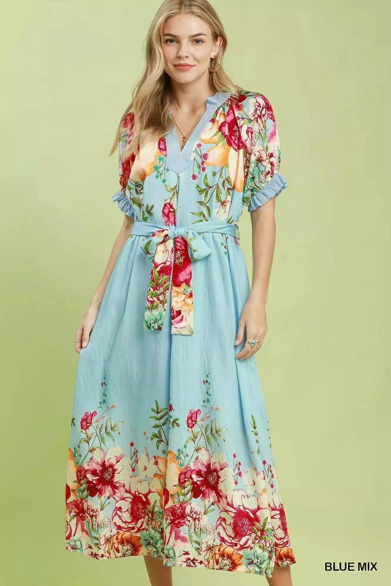 Umgee Mix Floral Border Print Midi Dress - Fritsch & Co.