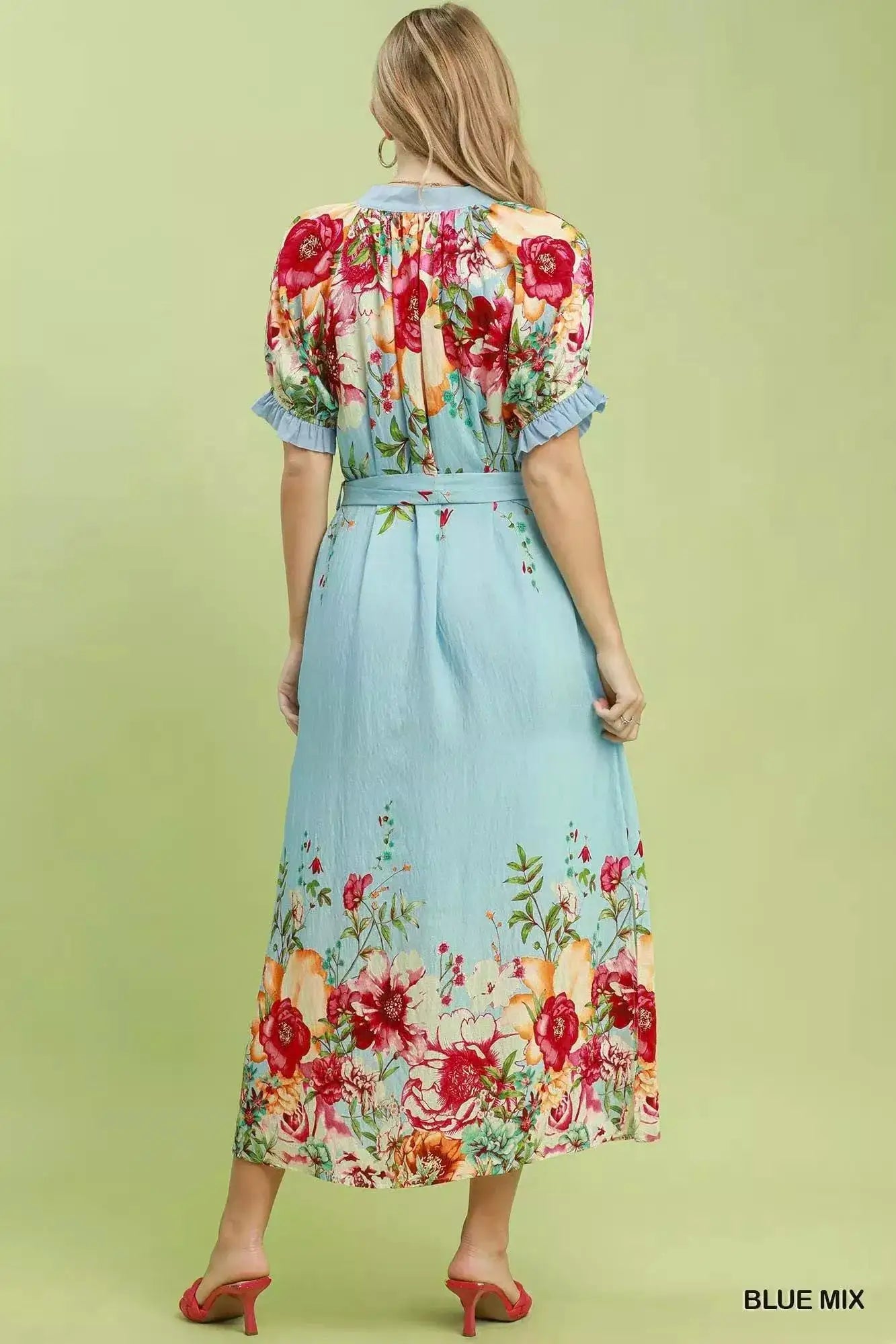 Umgee Mix Floral Border Print Midi Dress - Fritsch & Co.