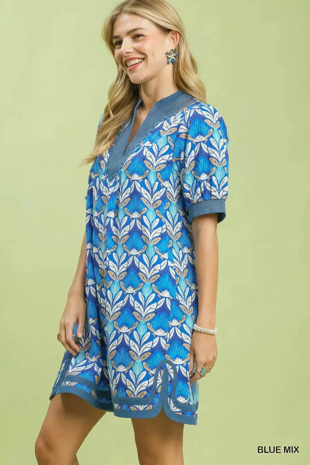 Umgee Mix Tile Print Mini Dress - Fritsch & Co.