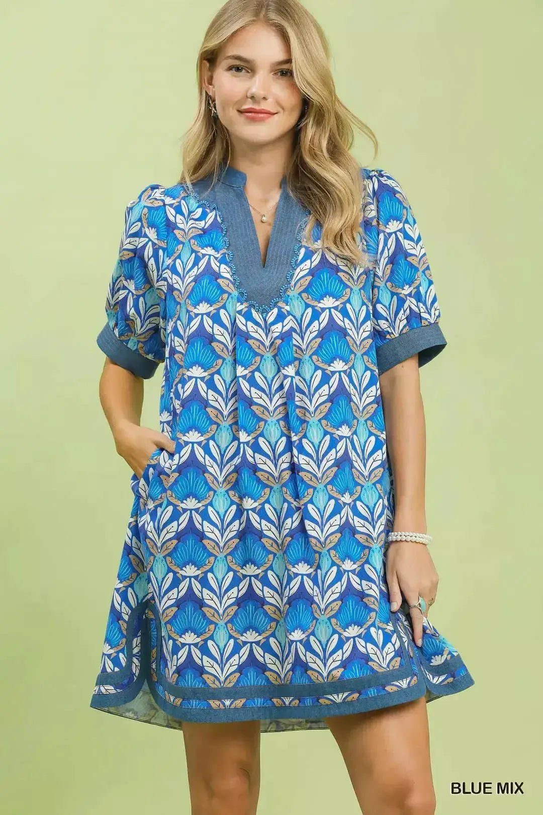 Umgee Mix Tile Print Mini Dress - Fritsch & Co.