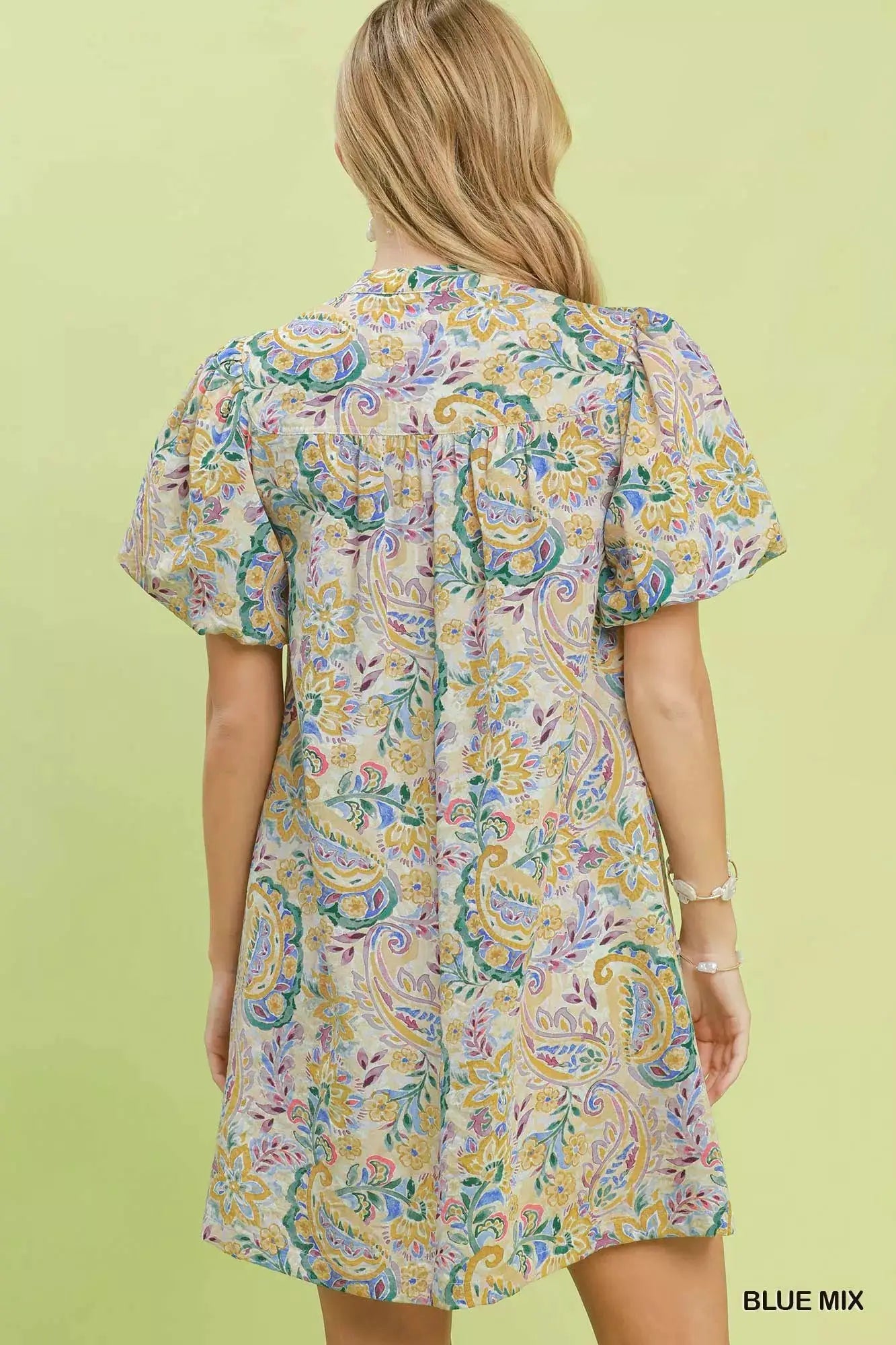Umgee Paisley Floral Puff Sleeve Shift Dress - Fritsch & Co.