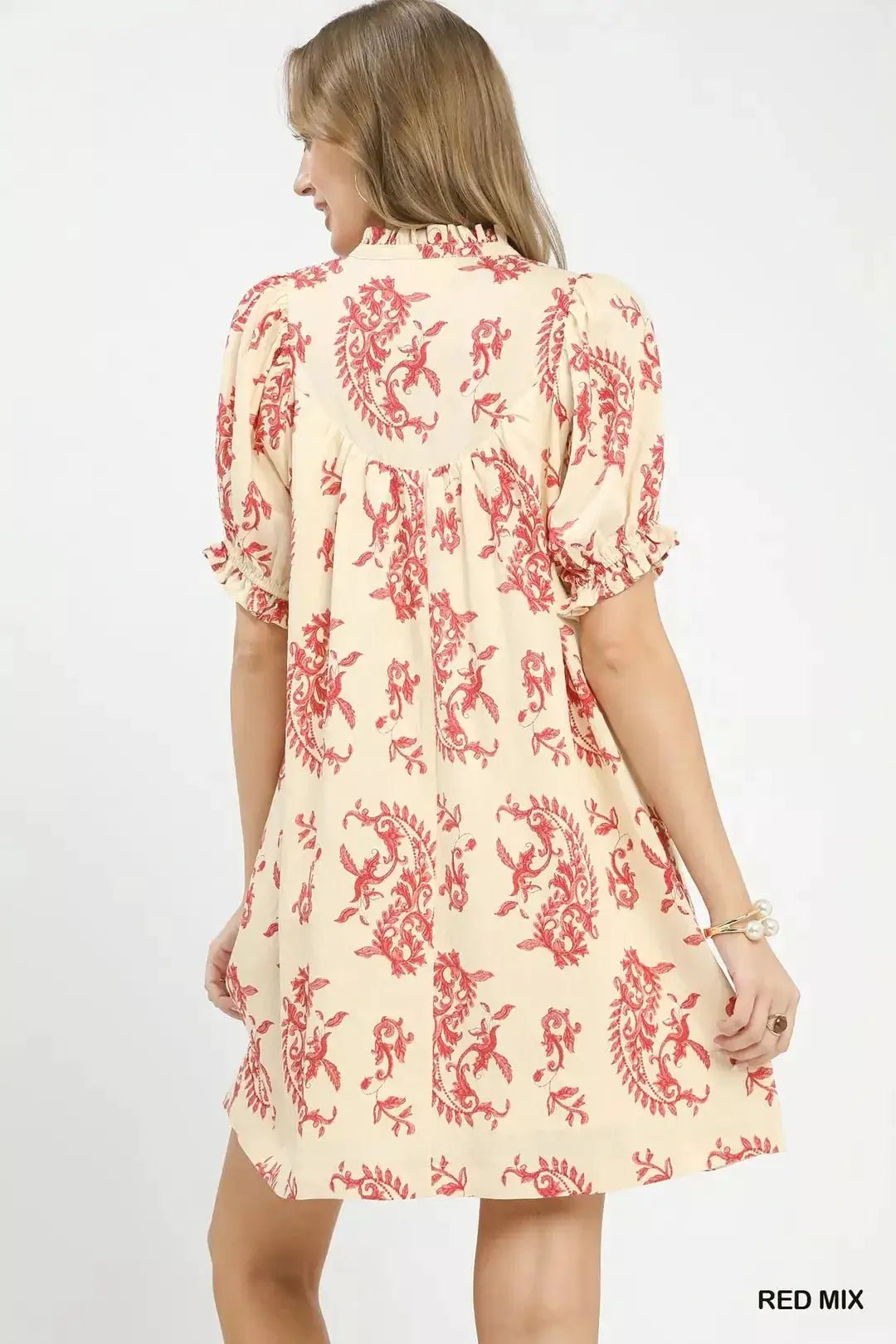 Umgee Paisley Print Scallop Trim Dress for Summer Boho Style - Fritsch & Co.