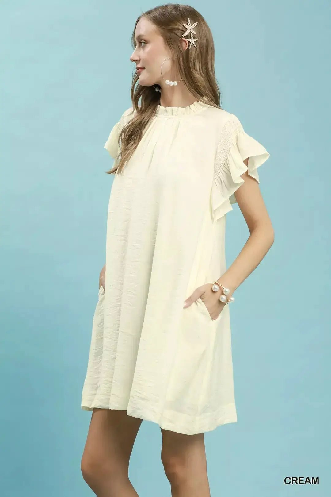 Umgee Ruffle Flutter Sleeve Dress - Fritsch & Co.