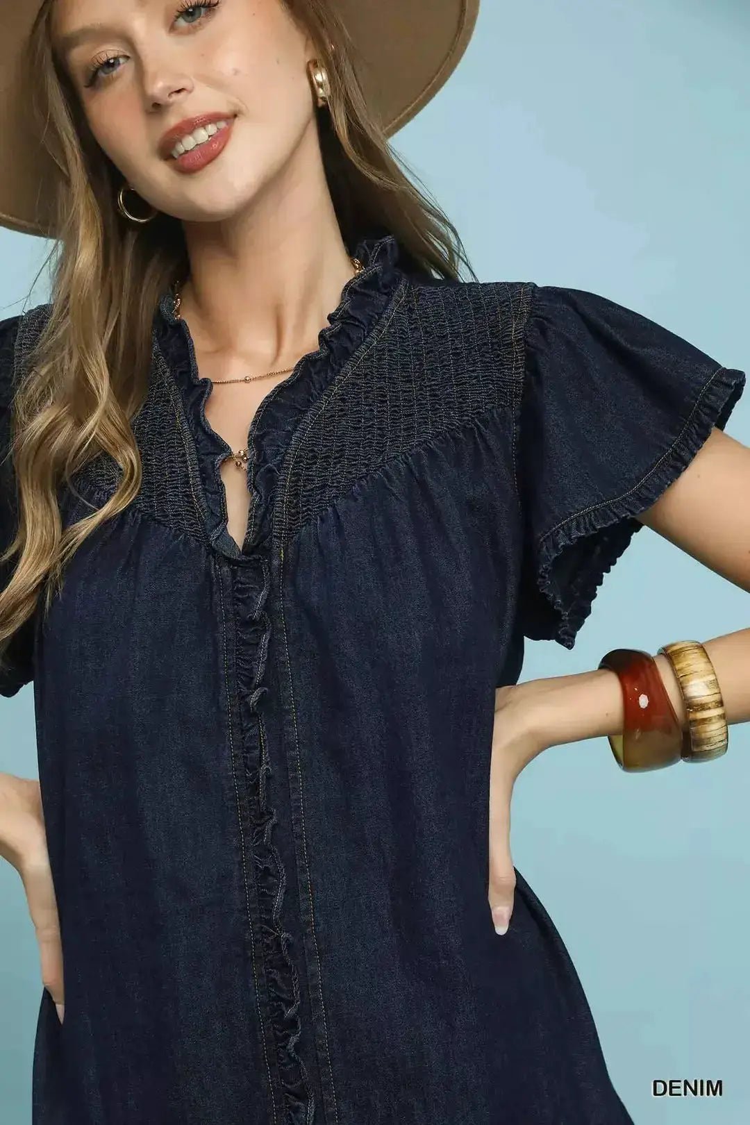 Umgee Ruffled Washed Denim Dress - Fritsch & Co.