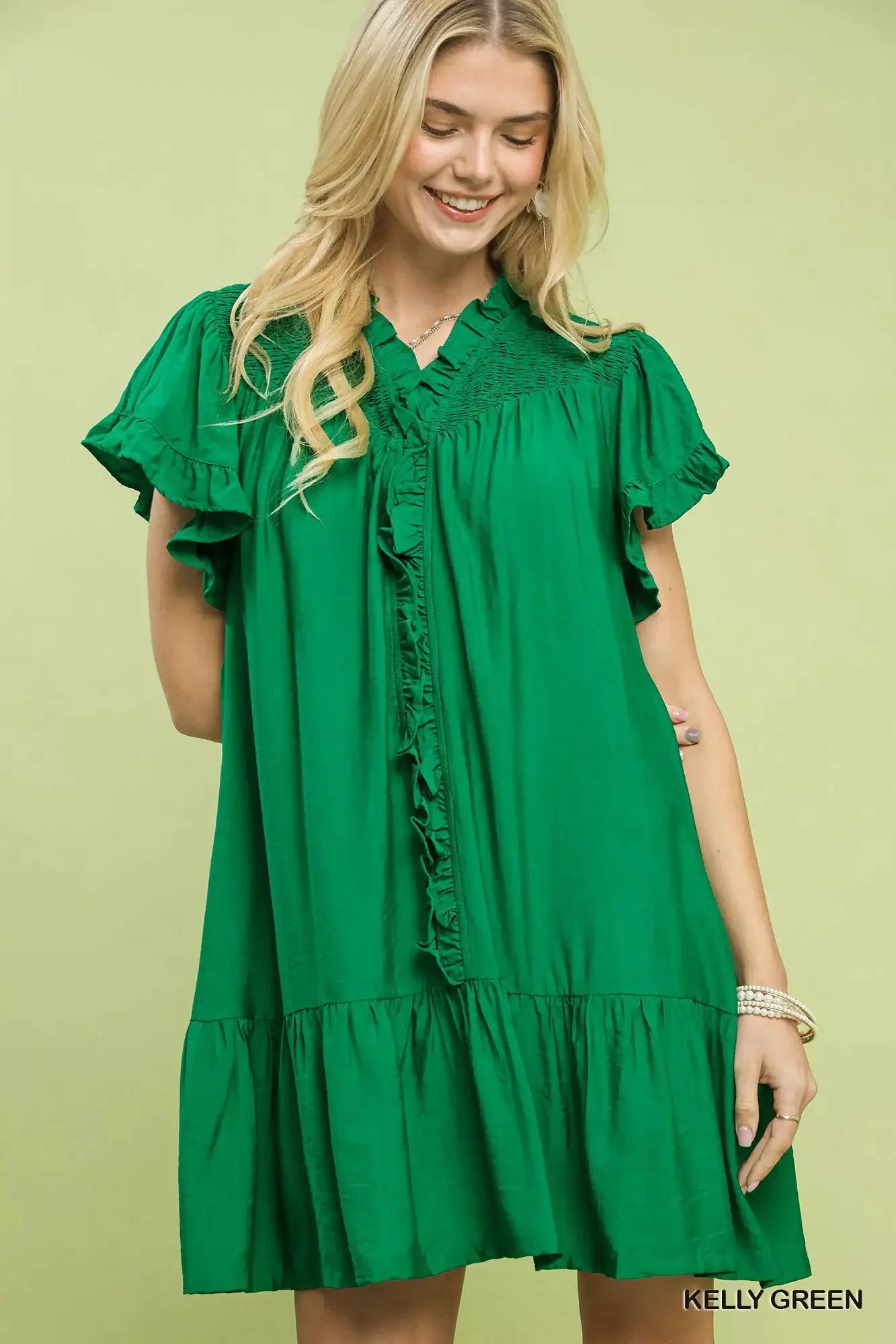 Umgee Smocked Ruffle Babydoll Mini Dress - Fritsch & Co.