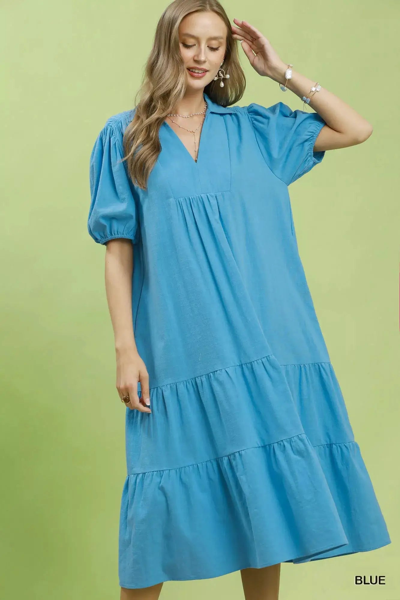 Umgee Solid Tiered Midi Dress - Fritsch & Co.