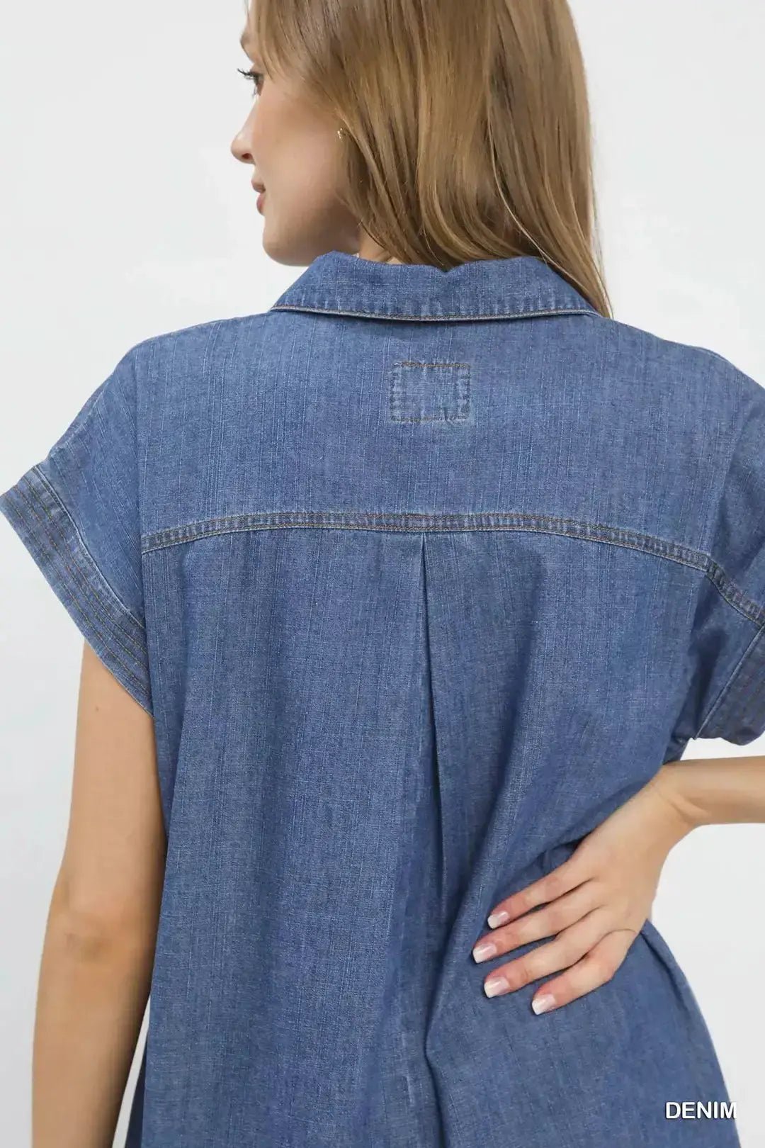 Umgee Stone Washed Collared Denim Midi Dress - Fritsch & Co.