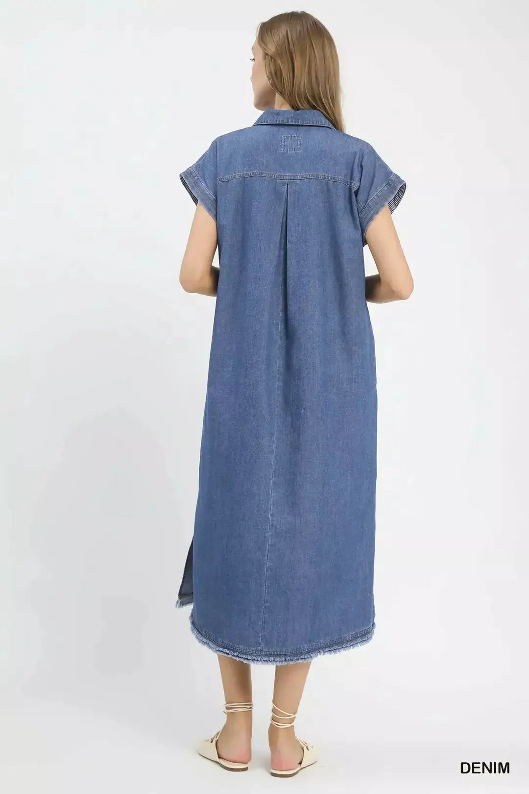 Umgee Stone Washed Collared Denim Midi Dress - Fritsch & Co.