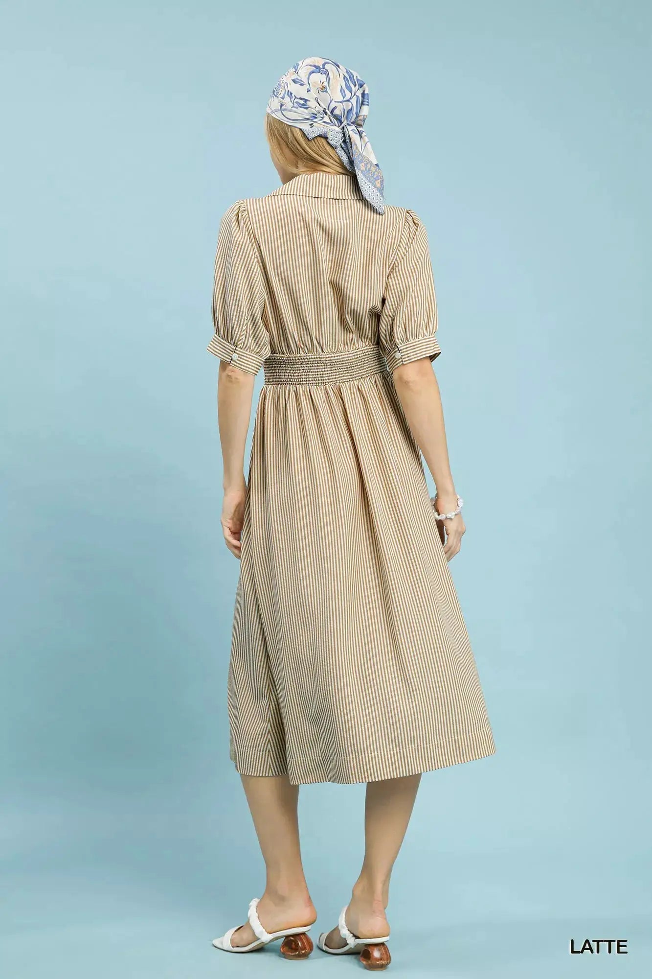 Umgee Striped Midi Dress with Front Zipper - Fritsch & Co.