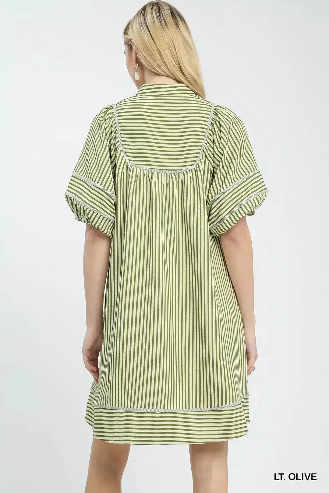 Umgee Striped Puff Sleeve Shift Dress - Fritsch & Co.
