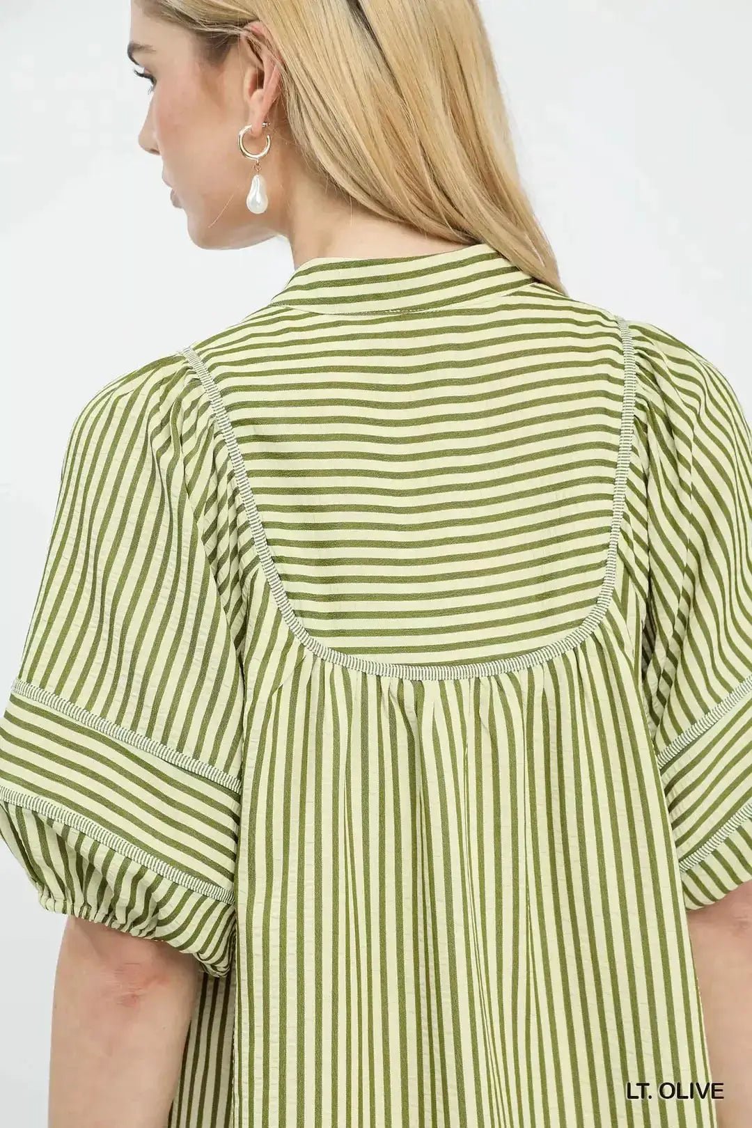 Umgee Striped Puff Sleeve Shift Dress - Fritsch & Co.