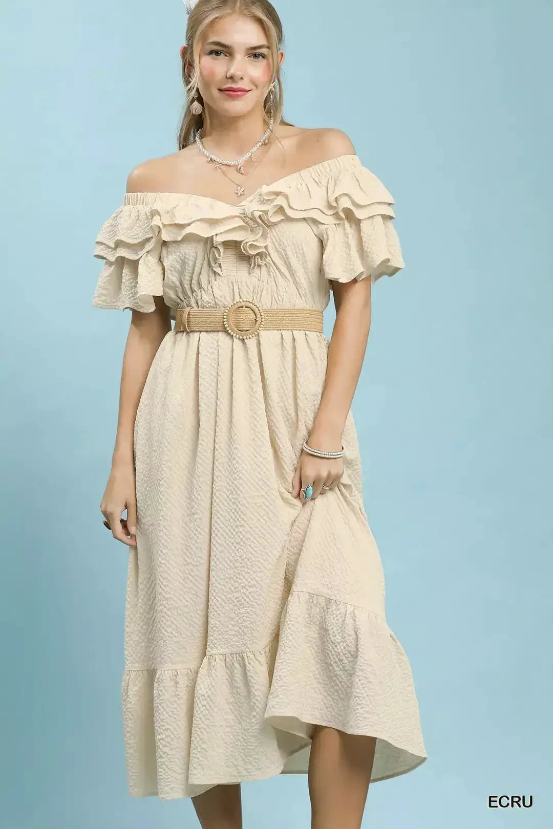 Umgee Textured Ruffle Midi Dress - Fritsch & Co.