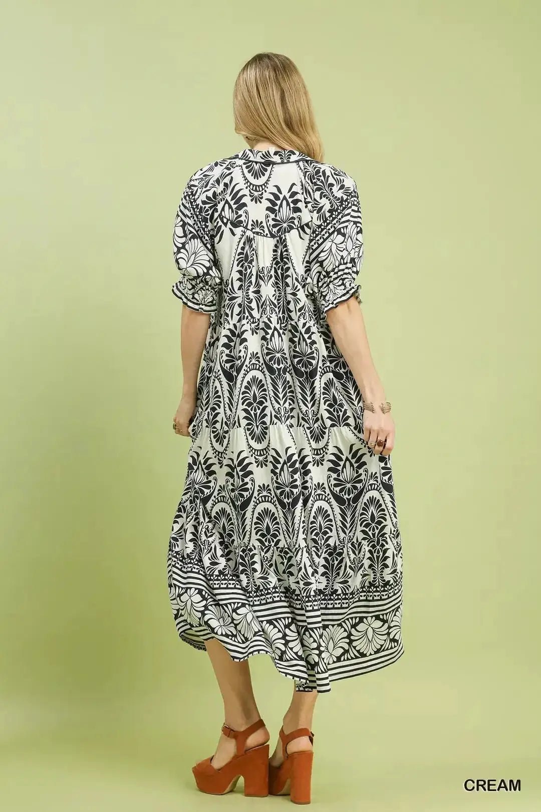 Umgee Two tone Border Print Midi Dress - Fritsch & Co.