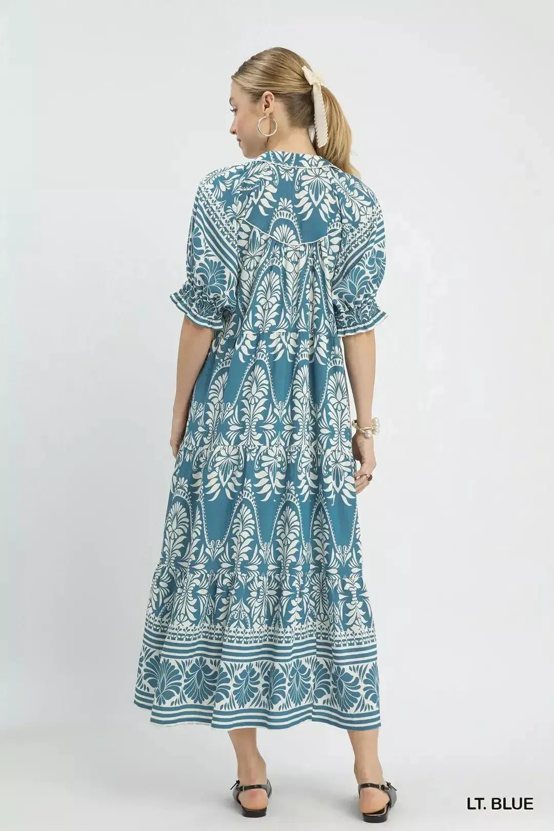 Umgee Two tone Border Print Midi Dress - Fritsch & Co.