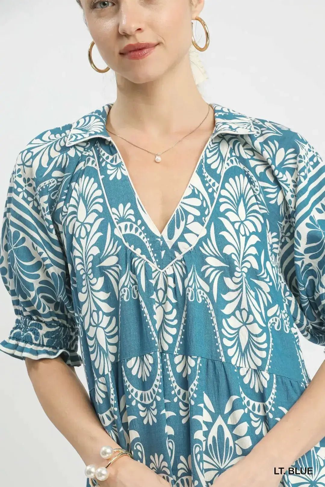 Umgee Two tone Border Print Midi Dress - Fritsch & Co.
