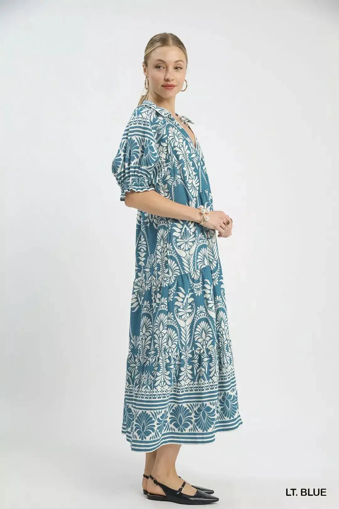 Umgee Two tone Border Print Midi Dress - Fritsch & Co.