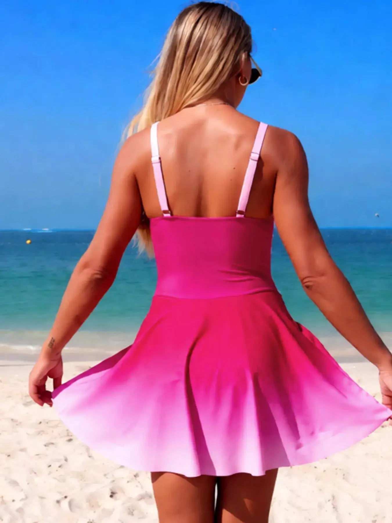 V Neck Gradient One Piece Swimsuit With Removable Padding - Fritsch & Co.