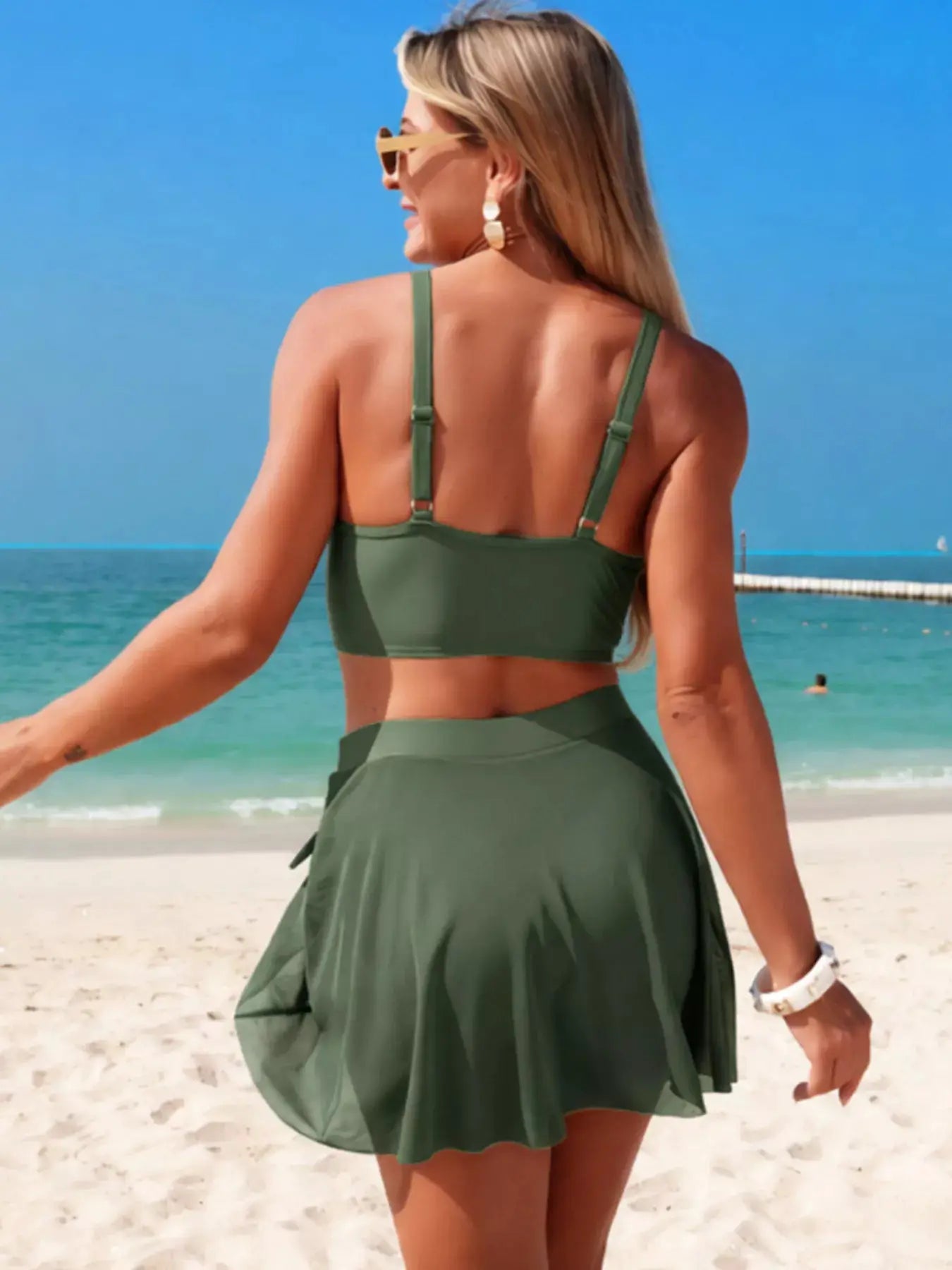 V Neck High Waist Swimsuit Set With Removable Padding Underwire - Fritsch & Co.