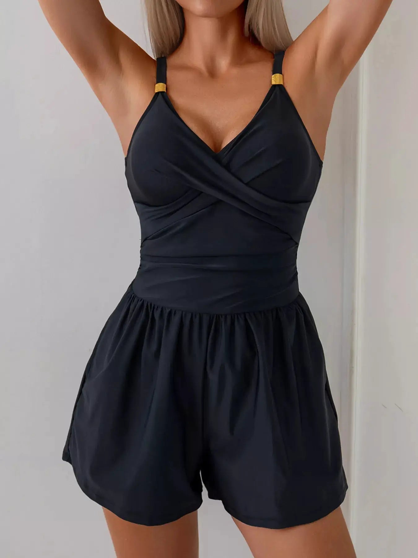 V - Neck Spaghetti Strap One - Piece Swimsuit With Pockets - Fritsch & Co.