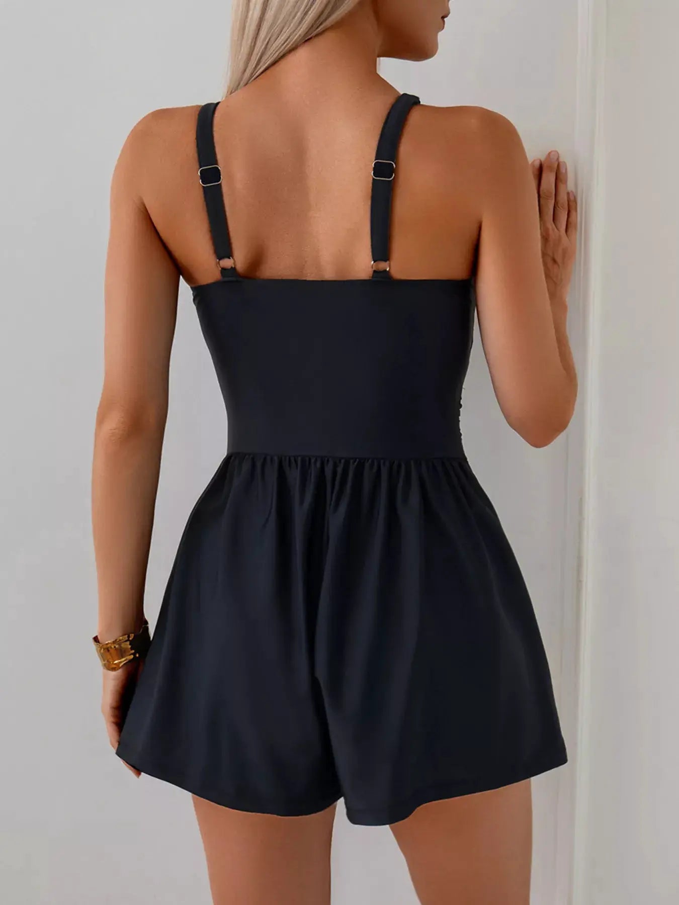 V - Neck Spaghetti Strap One - Piece Swimsuit With Pockets - Fritsch & Co.