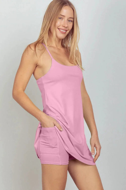 VERY J Sleeveless Active Tennis Dress with Unitard Liner - Fritsch & Co.