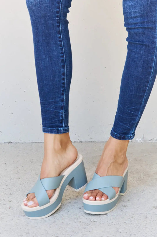 Weeboo Cherish The Moments Contrast Platform Sandals in Misty Blue - Fritsch & Co.