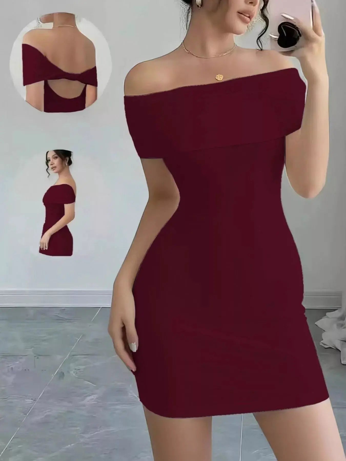 White Off Shoulder Bodycon Mini Dress Backless Polyester - Fritsch & Co.