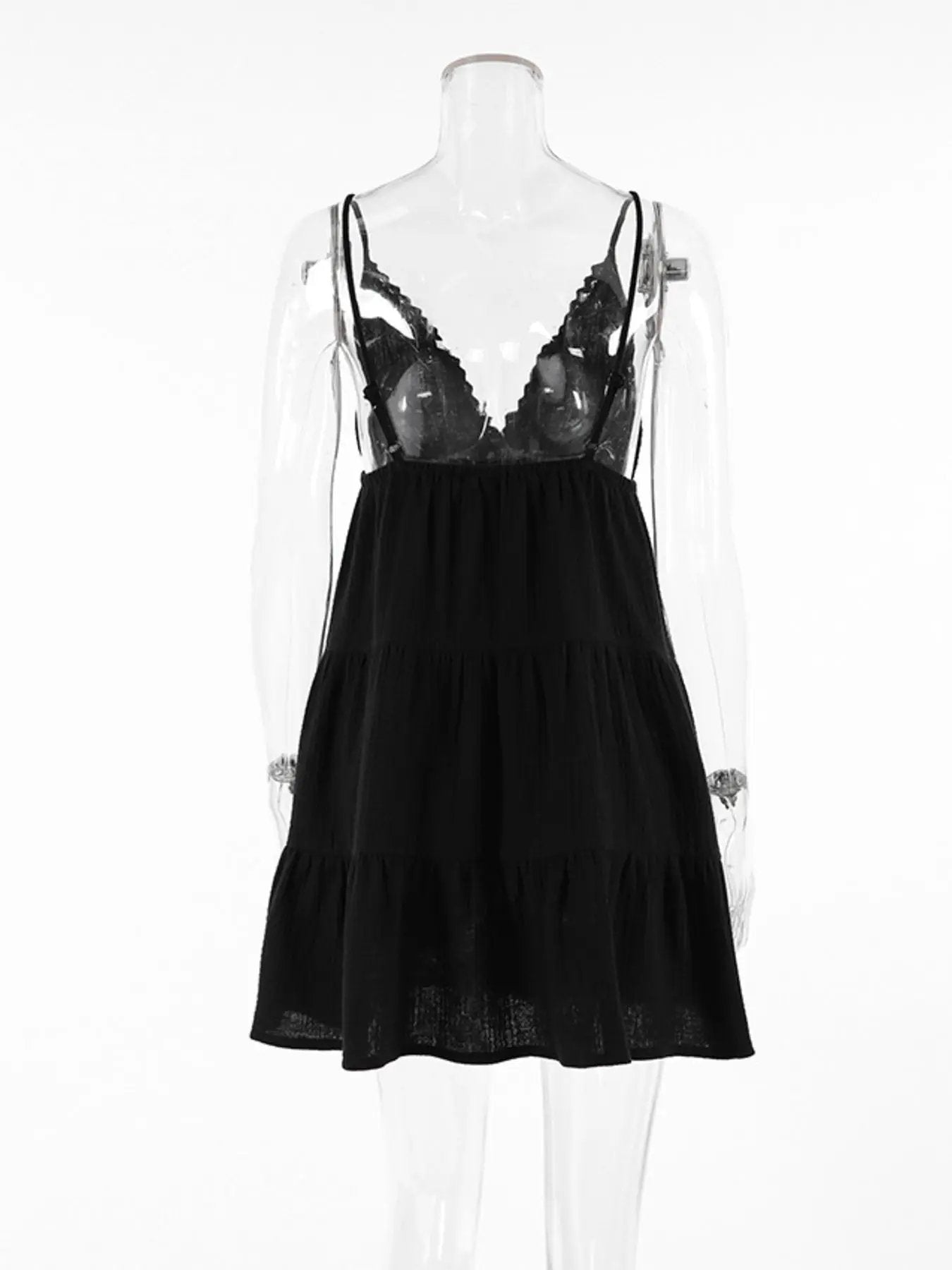 White V Neck Tiered Mini Dress 100% Cotton Summer Style - Fritsch & Co.