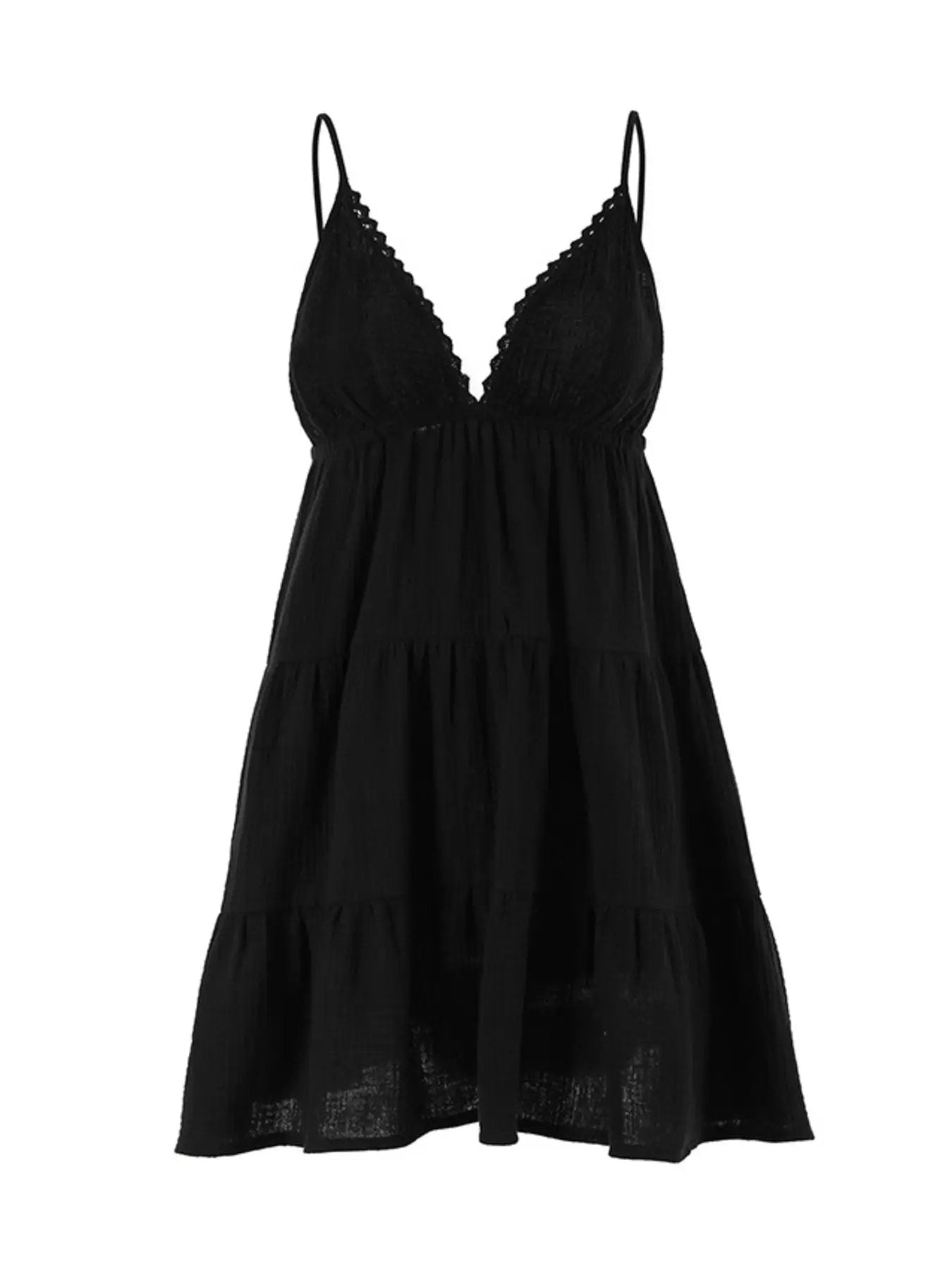 White V Neck Tiered Mini Dress 100% Cotton Summer Style - Fritsch & Co.