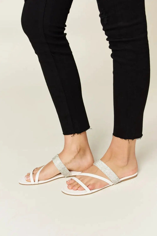WILD DIVA Rhinestone Strappy Flat Sandals - Fritsch & Co.