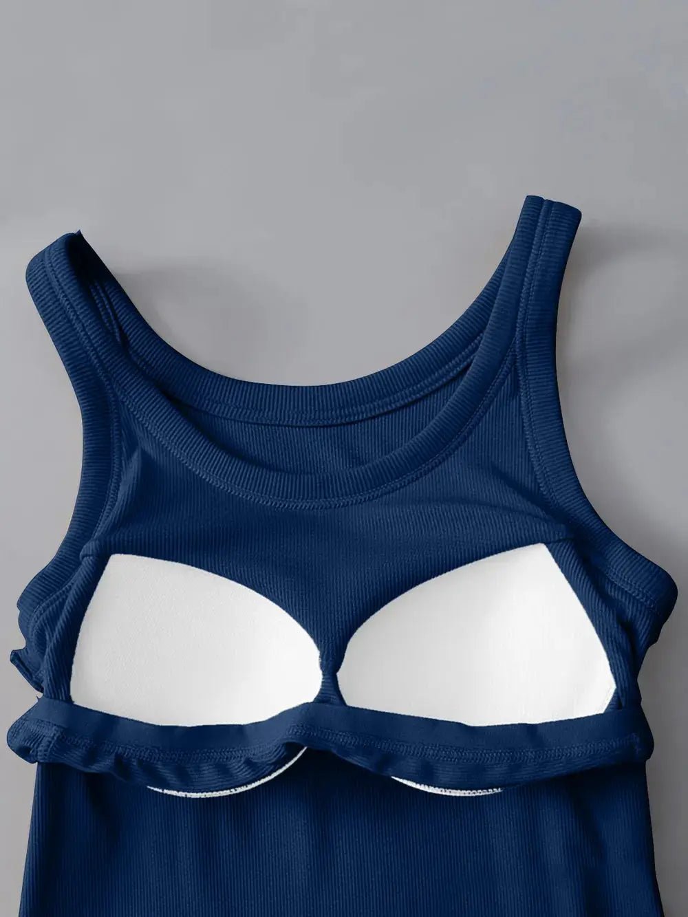 Women's Round Neck Tank Top With Built In Bra Basic Style Casual - Fritsch & Co.