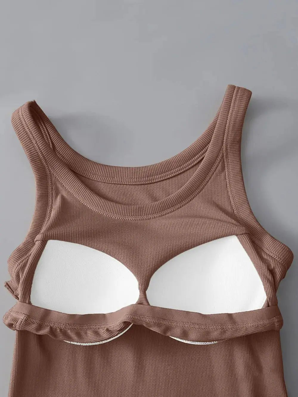 Women's Round Neck Tank Top With Built In Bra Basic Style Casual - Fritsch & Co.