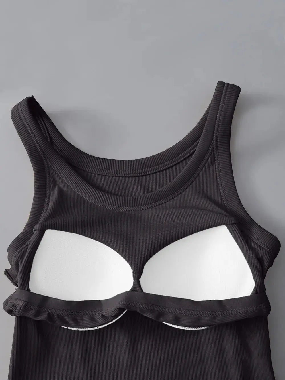 Women's Round Neck Tank Top With Built In Bra Basic Style Casual - Fritsch & Co.