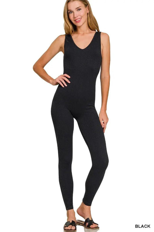 Zenana Breathable Seamless Ribbed Sports Jumpsuit - Fritsch & Co.