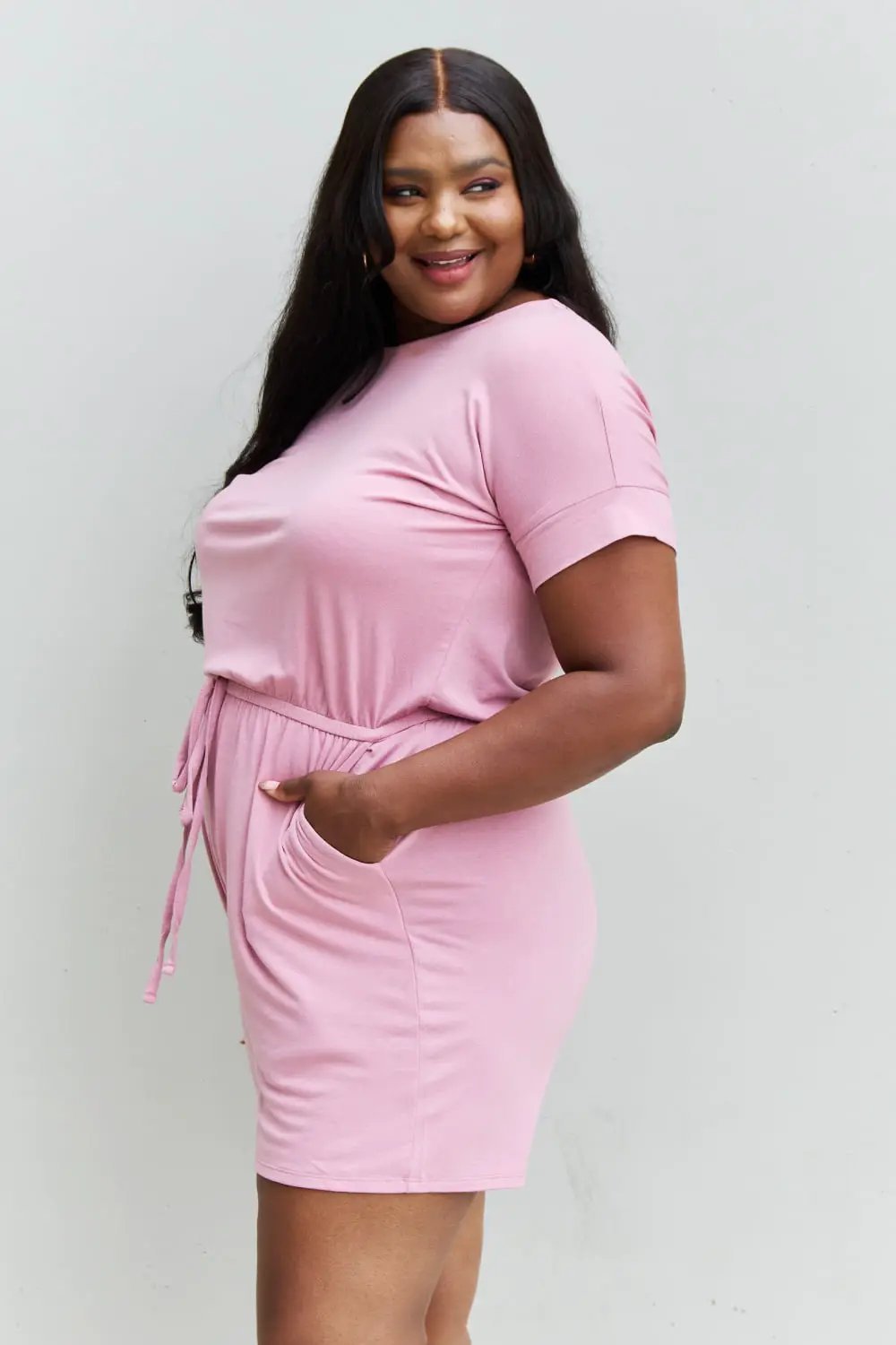 Zenana Chilled Out Full Size Short Sleeve Romper Light Carnation Pink - Fritsch & Co.