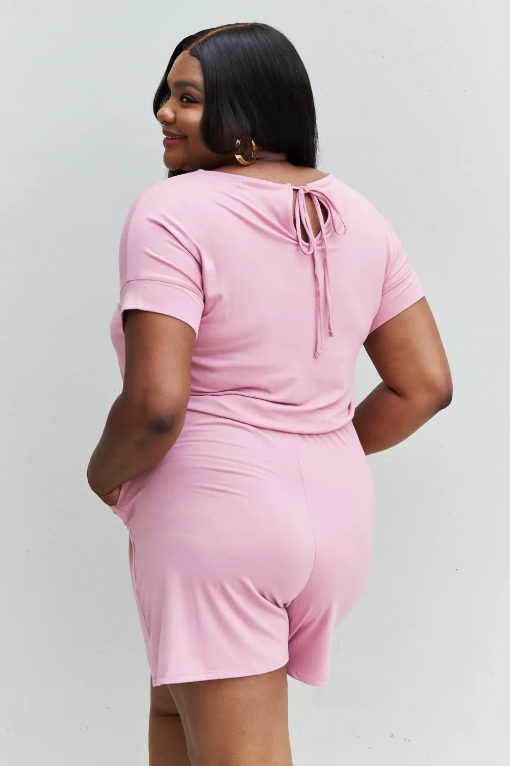 Zenana Chilled Out Full Size Short Sleeve Romper Light Carnation Pink - Fritsch & Co.
