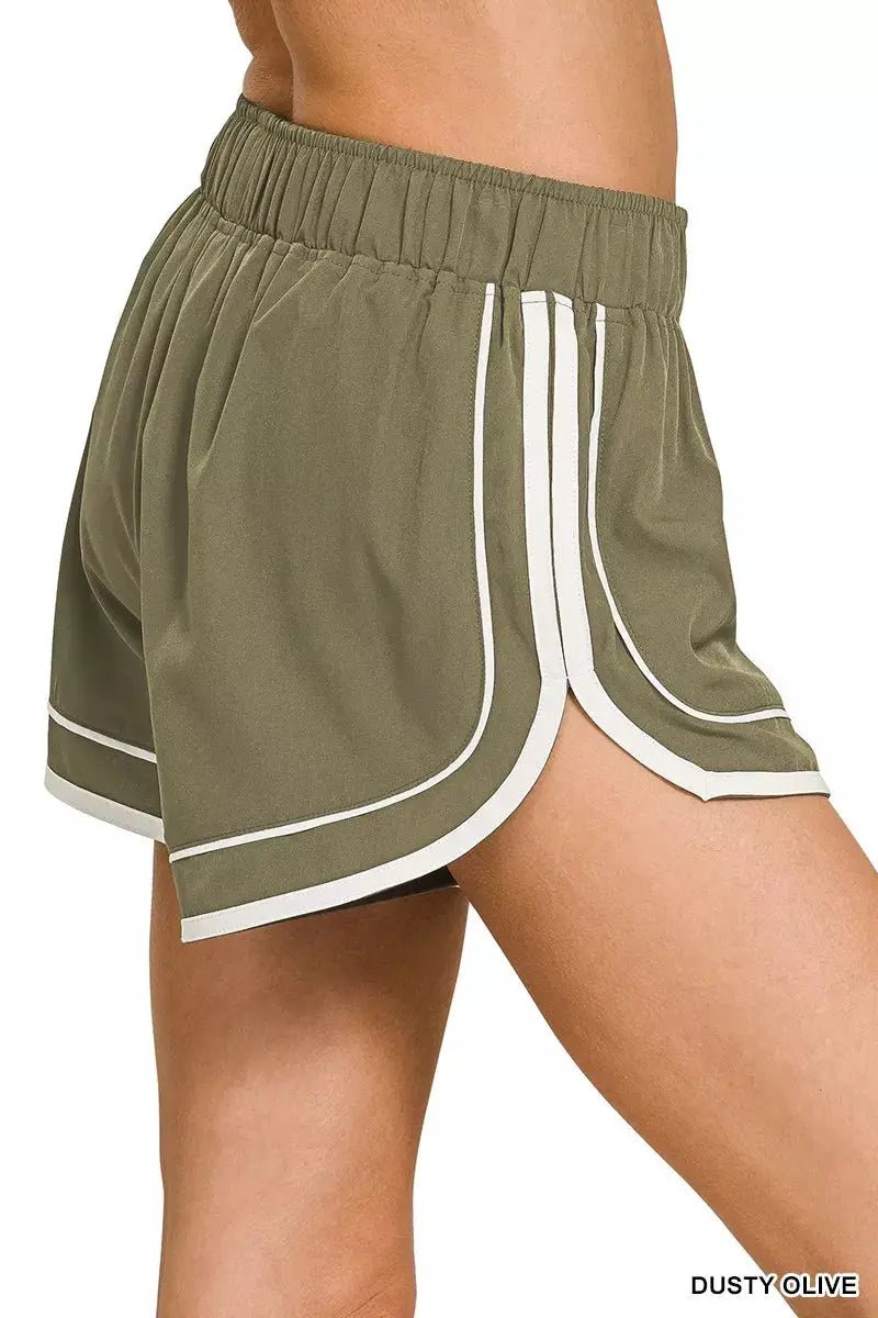 Zenana Olive Green Lined Dolphin Shorts For Women Soft Woven Fabric - Fritsch & Co.
