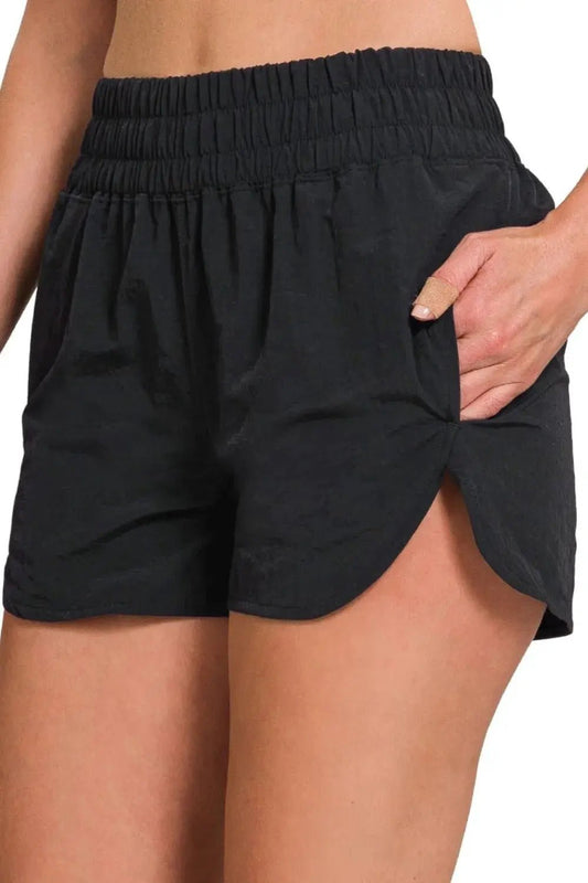 Zenana Windbreaker Smocked Waistband Running Shorts - Fritsch & Co.