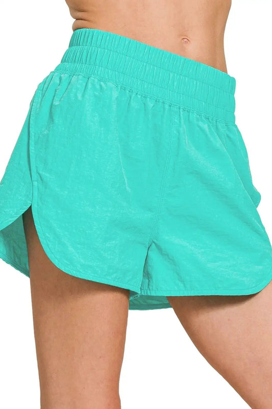 Zenana Windbreaker Smocked Waistband Running Shorts - Fritsch & Co.
