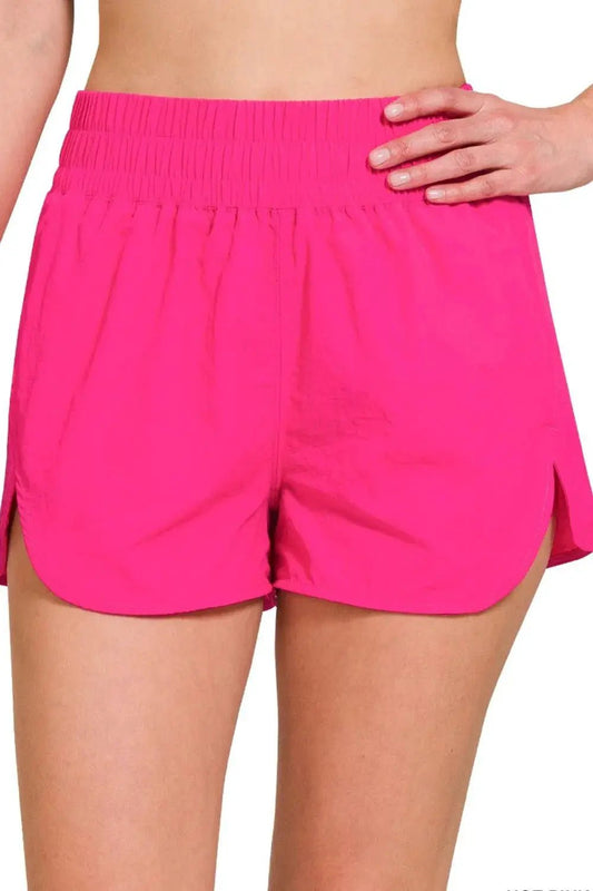 Zenana Windbreaker Smocked Waistband Running Shorts - Fritsch & Co.