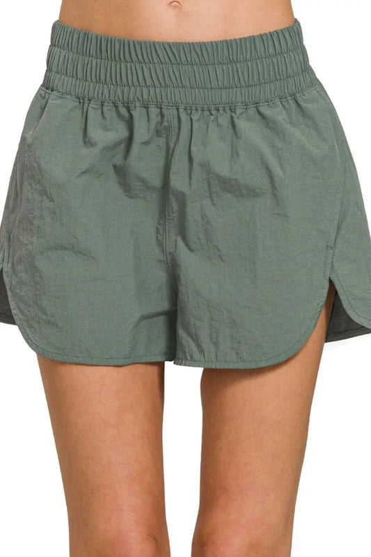 Zenana Windbreaker Smocked Waistband Running Shorts - Fritsch & Co.
