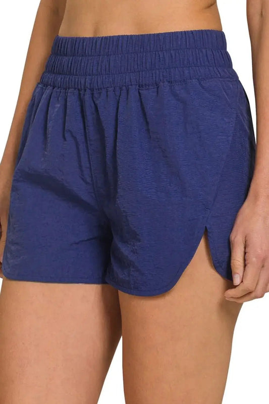 Zenana Windbreaker Smocked Waistband Running Shorts - Fritsch & Co.